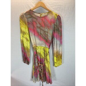 NEW Sundays NYC Gilmour Long Sleeve belted Tie-Dye dress size SM